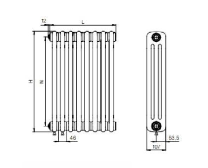 Стальной трубчатый радиатор RIFAR TUBOG TUB 3037-22-DV1