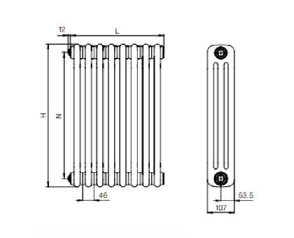 Стальной трубчатый радиатор RIFAR TUBOG TUB 3057-14-TI (Титан)