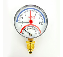 Термоманометр радиальный 6 бар, 120 C, диаметр 80 мм, 1/2"Н