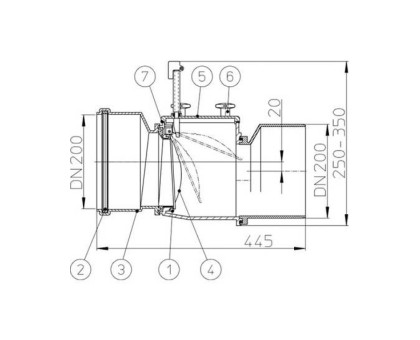 Канализационный затвор Hutterer & Lechner с заслонкой из нержавеющей стали и ручным затвором, DN 200