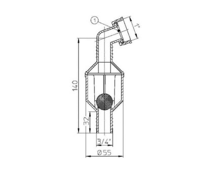 Сифон Hutterer & Lechner с поворотным шарниром, с дополнительным штуцером, DN 40