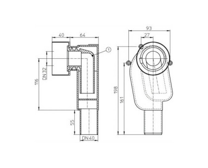 Встраиваемый сифон Hutterer & Lechner, DN 40